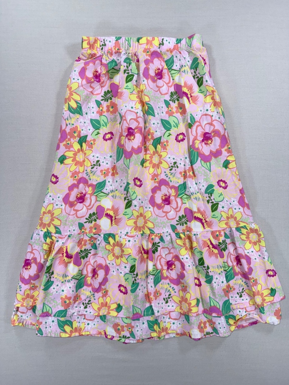 BTween Girls Pink Floral Tiered Skirt - Size 6X EUC - Picture 3 of 3